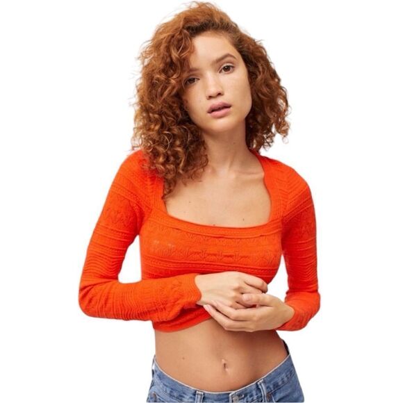 Urban Outfitters ‘Siouxsie’ Square Neck Knit Sweater in Tomato Size L - Picture 1 of 10